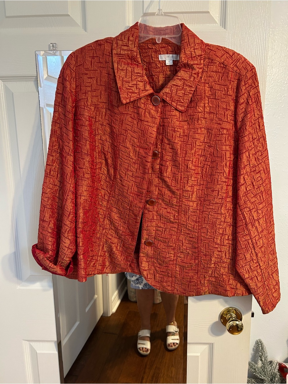 ERIN by Erin Fetherston Textured Burnt Orange Cropped Blazer